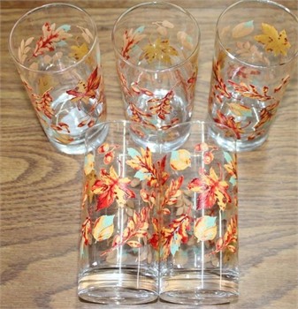 5pc Autumn Leaf Drinking Glass Set
