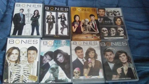 Back Road Vintage Valuables Bones The Complete Seasons 1-8 DVD set featuring main characters and skeleton motifs.