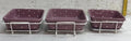 Back Road Vintage Valuables purple polka dot ceramic dishware set with white wire racks.